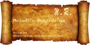 Molnár Ruszlána névjegykártya